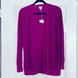 Women Knit Sweater Cardigan Purple Business Rib Long Sleeve Top Casual Comfy NWT